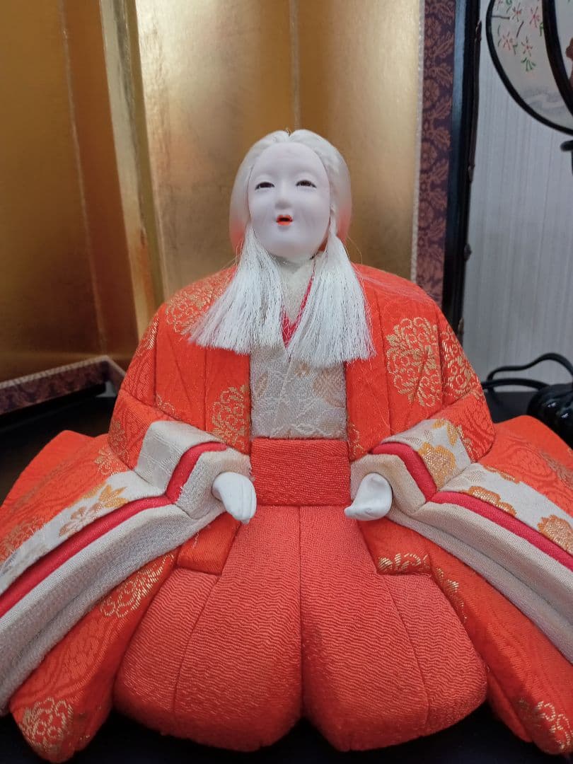 雛人形 百歳雛（ももとせびな）木目込み人形 金屏風 雪洞付 長寿