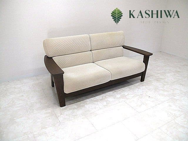 柏木工 「ソフィ」 オーク無垢材2人掛けソファ W168cm 　2Pソファ 柏木工 / KASHIWA 杜シリーズ 2人掛けソファ オーク材 中古