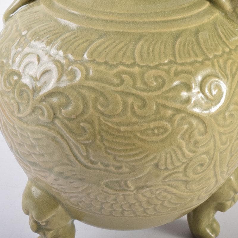 中国 龍泉窯 青磁 三つ足 神獣口水注瓶 C 7054 - メルカリ