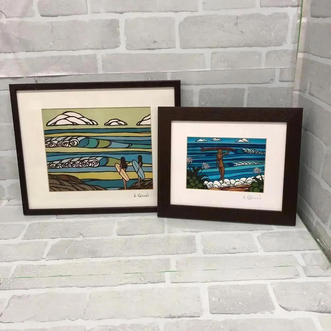 M3858 ヘザーブラウン 絵画 額縁付き 2点セット Heather Brown Art Japan ヘザーブラウン Diamond Head Print アート