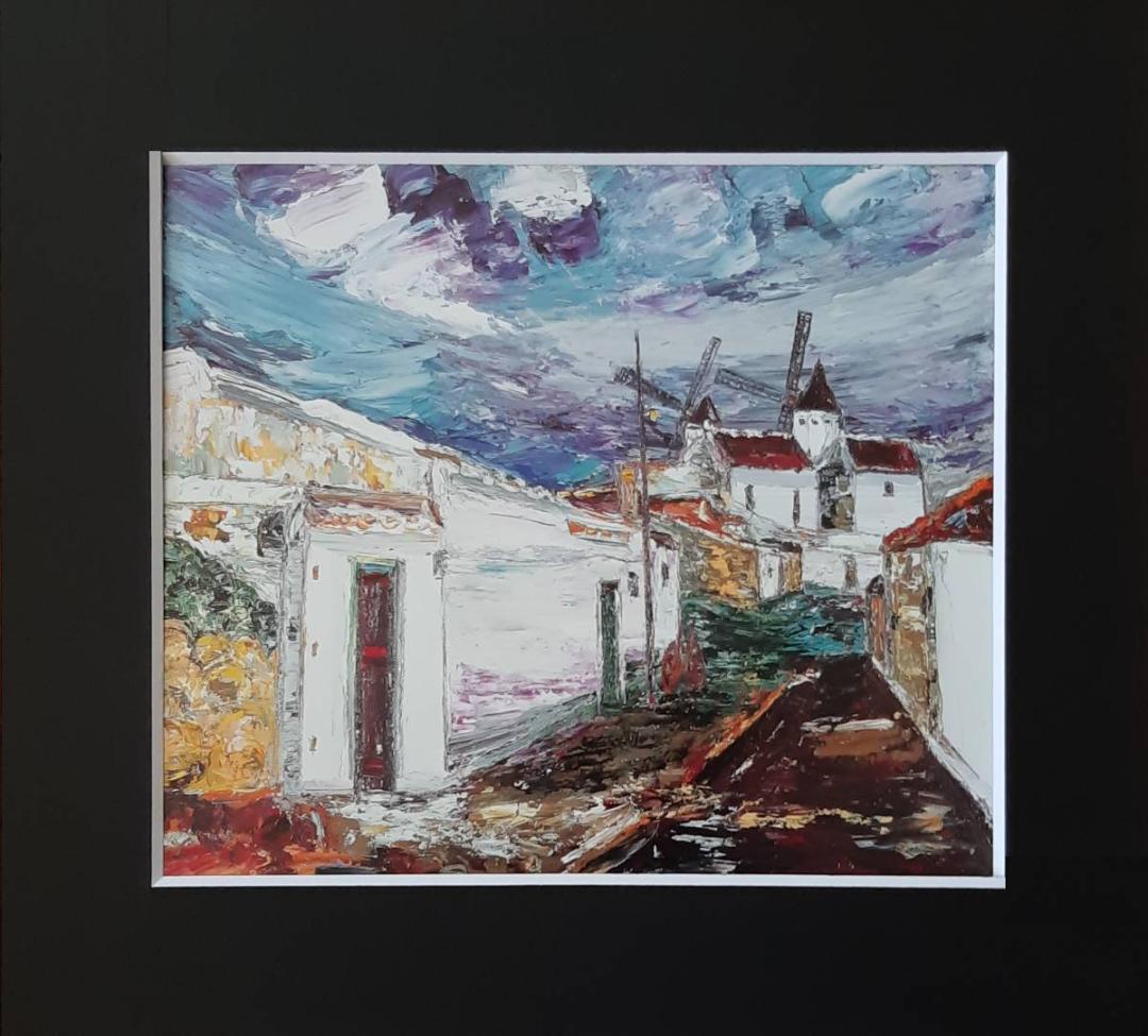 鈴木マサハル、「クリプターナ村」、希少画集の額装画、四季、風景 鈴木マサハル「NICE（フランス）」油絵・F30号 絵画買取・販売の小竹美術