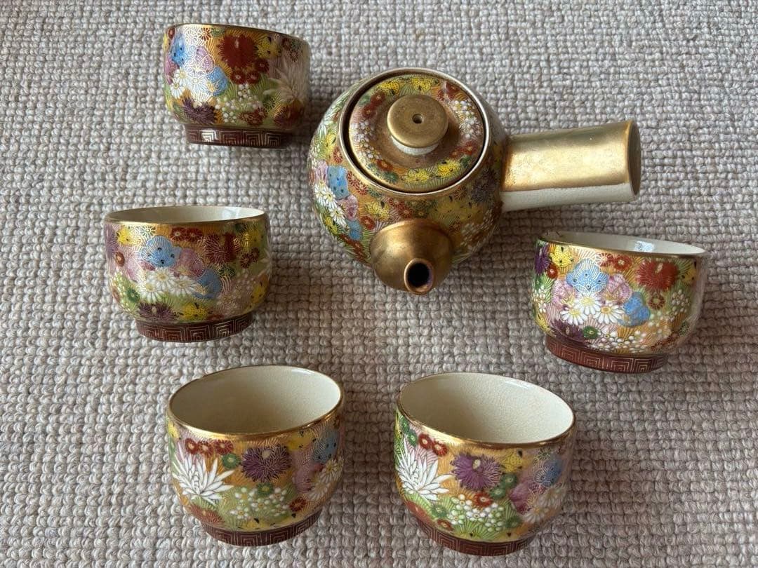 美品】九谷真山 本金花詰 茶器セット - メルカリ