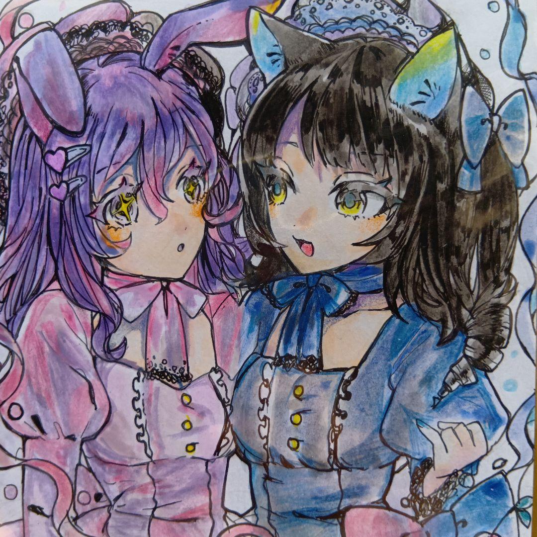 オリジナル 手描き 色紙 イラスト3枚セット - メルカリ