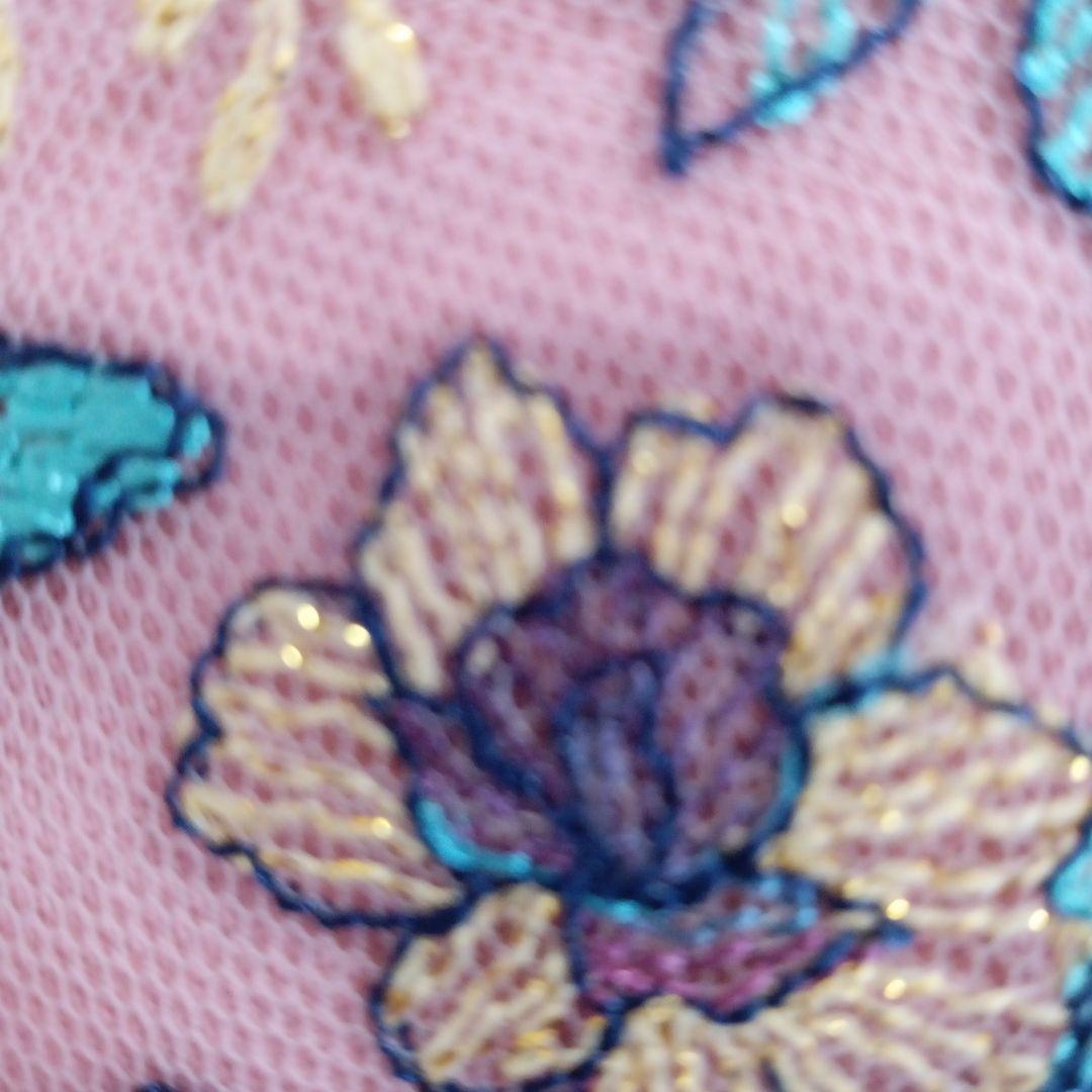 F79☆チュール☆キラキラ☆カラフル薔薇＆蝶々刺繍レース