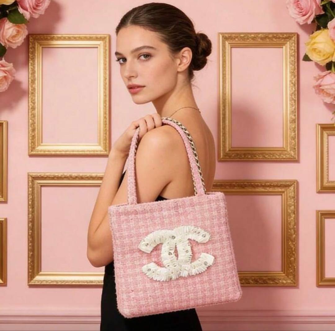 新品未使用 最安値 CHANELピンクトートバッグ ビッグココマーク