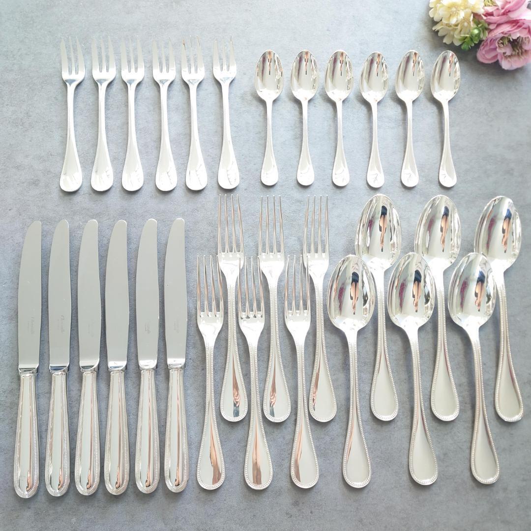 美品 クリストフル パール 30点 Christofle (クリストフル) Perles(パール) スイーツペアセット