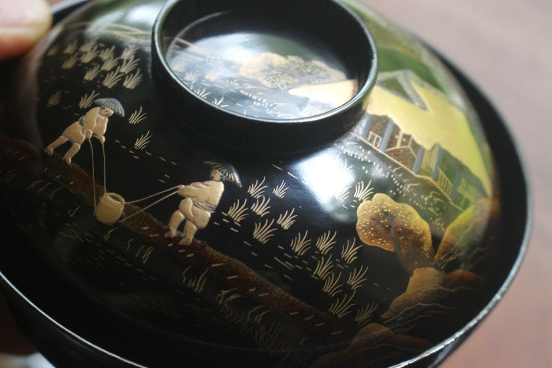 時代逸品！極上農耕蒔絵の映えるお椀8点（検輪島塗吸い物椀蒔絵椀懐石