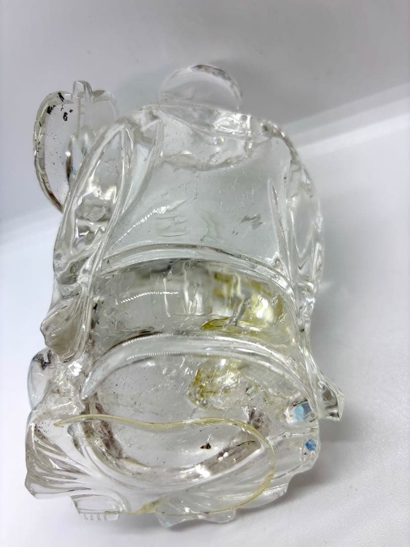 伝統工芸士 保山作 水晶彫刻 布袋像 台座付き