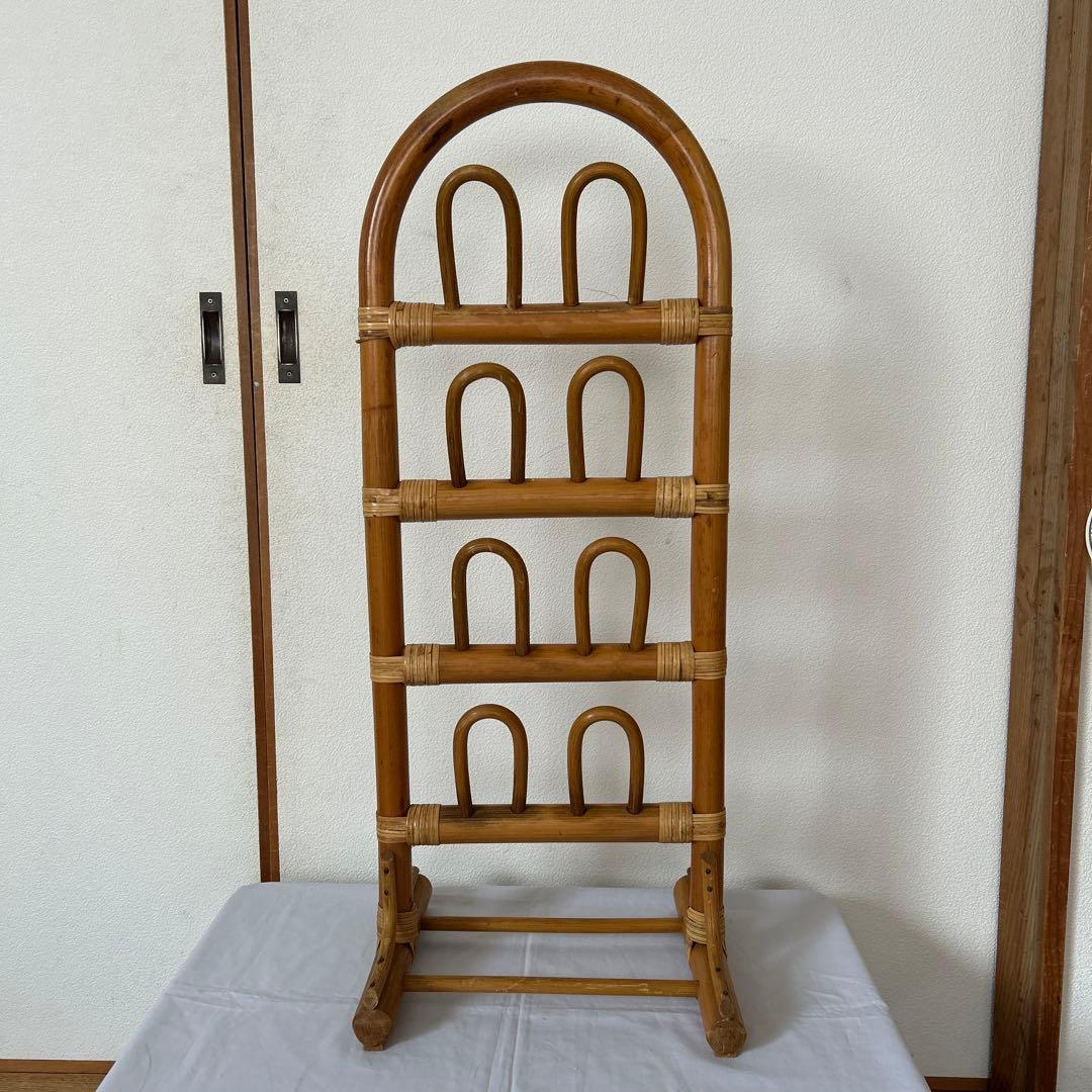 昭和レトロ藤家具 藤スリッパラック ラタン スリッパラック スリッパ