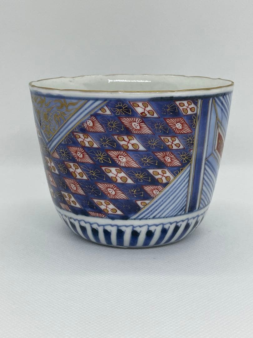 和食器】江戸後期 古伊万里 幾何学文染錦蕎麦猪口 向付 色絵 - メルカリ
