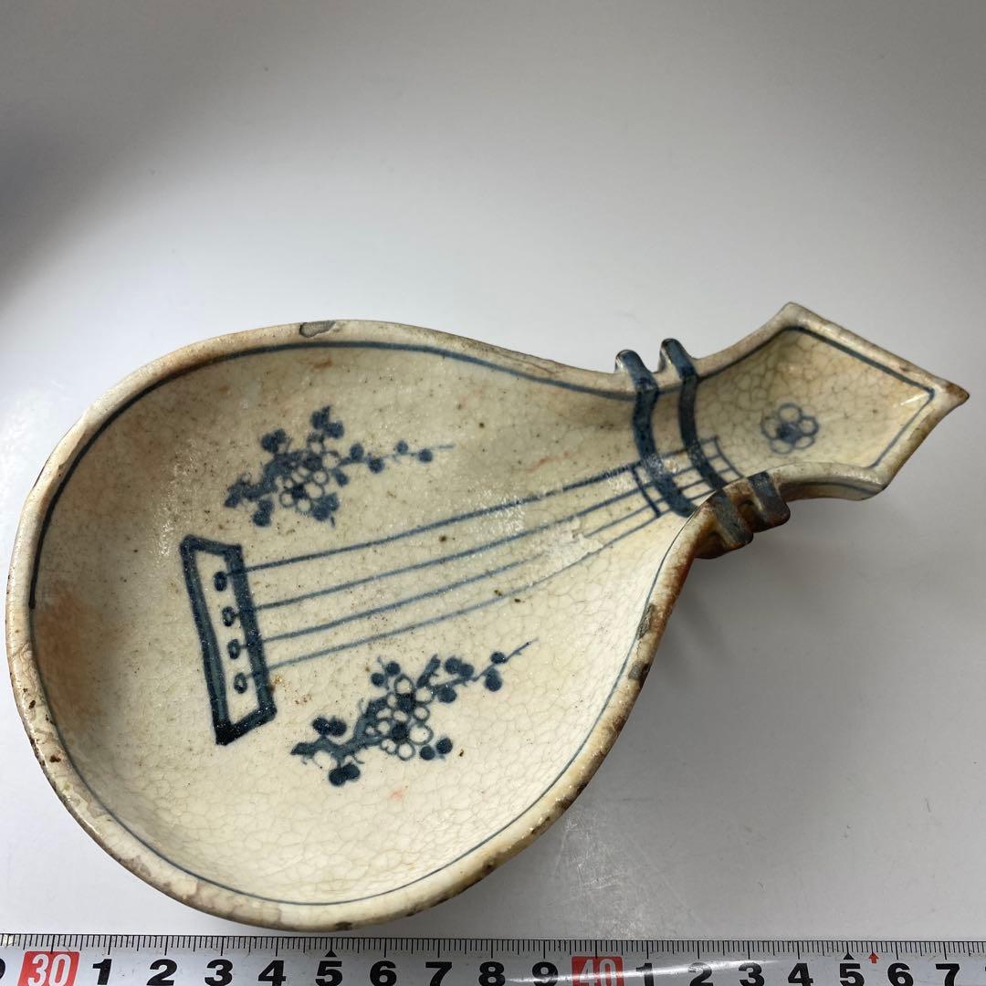 青木木米　古染付写　瓢箪形皿　幅20.5㎝　タトチ　東な7-0409☆2F 古染付写 瓢箪形皿 軍配と瓢箪の図 5客セット - 生活骨董と古布の
