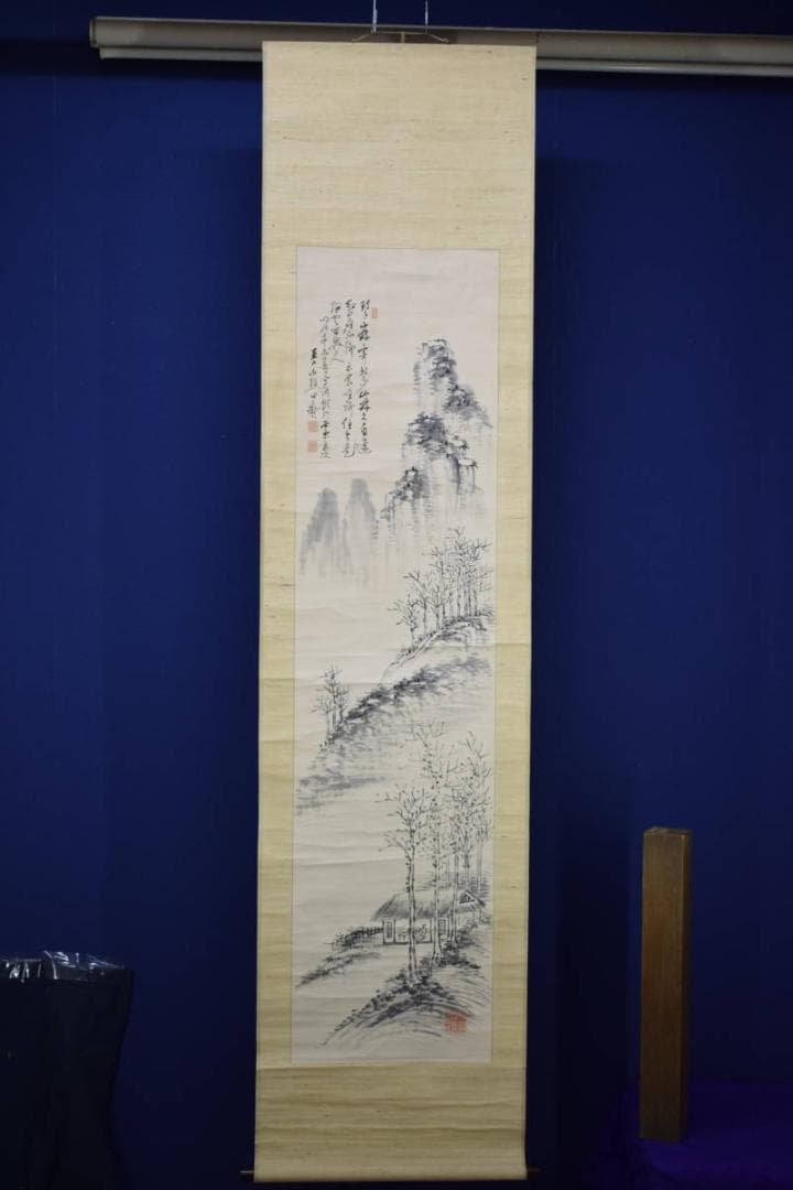 真作/田能村直入/山水人物画賛/布袋屋掛軸HH-857 - メルカリ