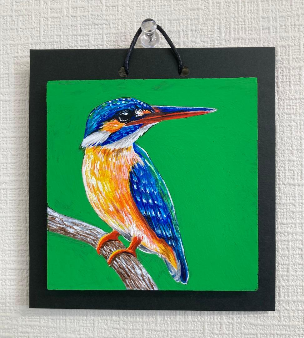 鳥の絵 アクリル画no.66 カワセミ ミニ絵画 - メルカリ