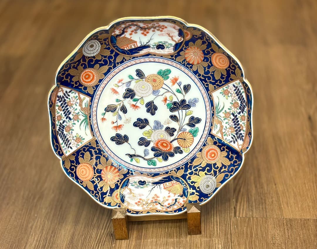 再値下げ 新品 有田焼 琳派古伊万里様式 盛皿 木箱入 直径39cm 其泉窯