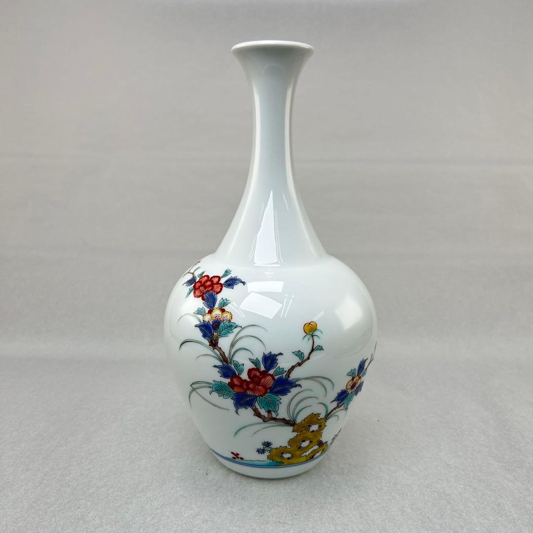 鍋島焼 人間国宝 柿右衛門花瓶 錦岩牡丹絵花瓶底部に渦福印日本美術古美術有田焼 meetceladon_mca-002220423-16