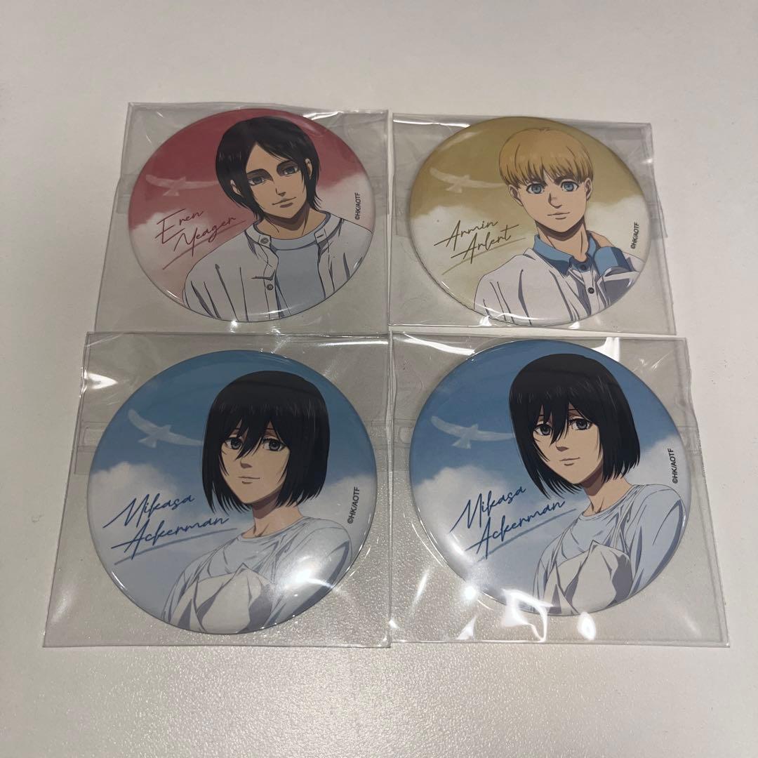 進撃の巨人完結編THE LAST ATTACK缶バッジ エレン ミカサ アルミン