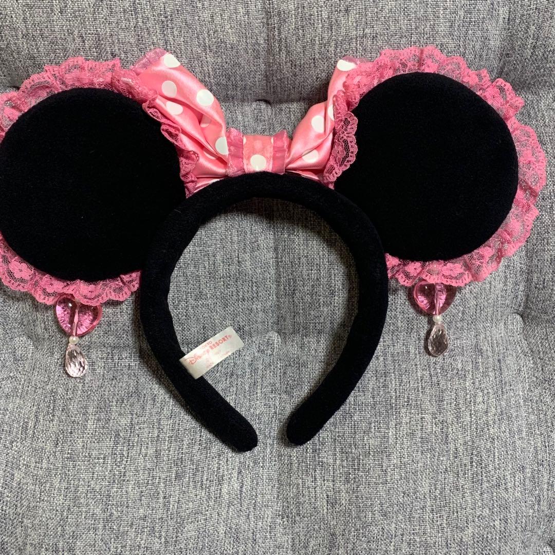 ディズニー イヤリングカチューシャ ピンクドッド ミニー JK