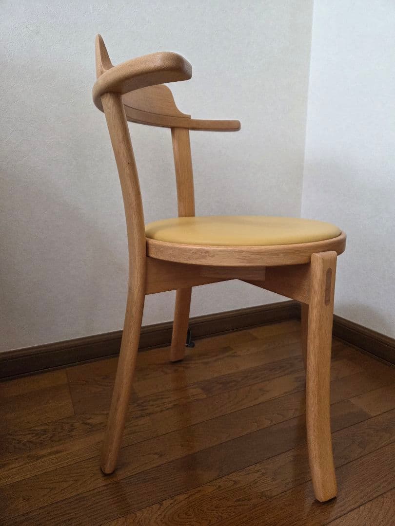 カンディハウス 旭川 椅子 ルントオムチェア レザー イエロー - メルカリ