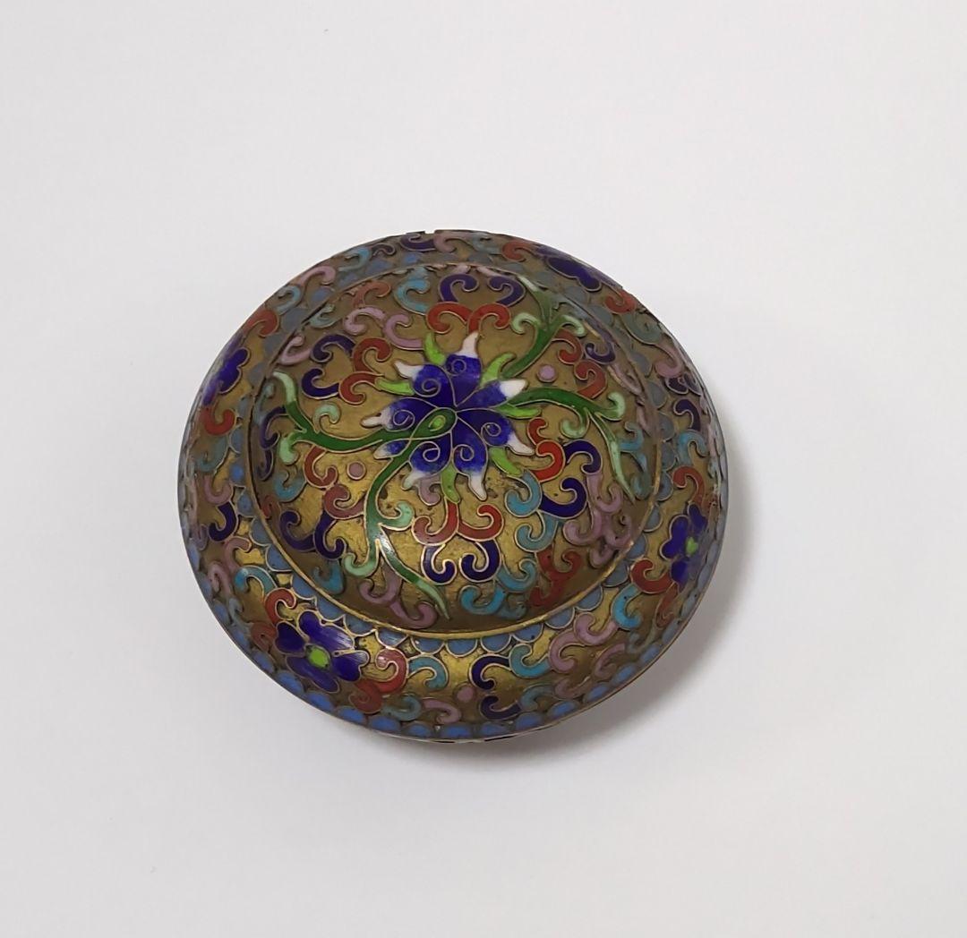 ☆セール☆ 香合 七宝焼き 中国 花紋 蓋物 お茶道具 古美術 骨董品