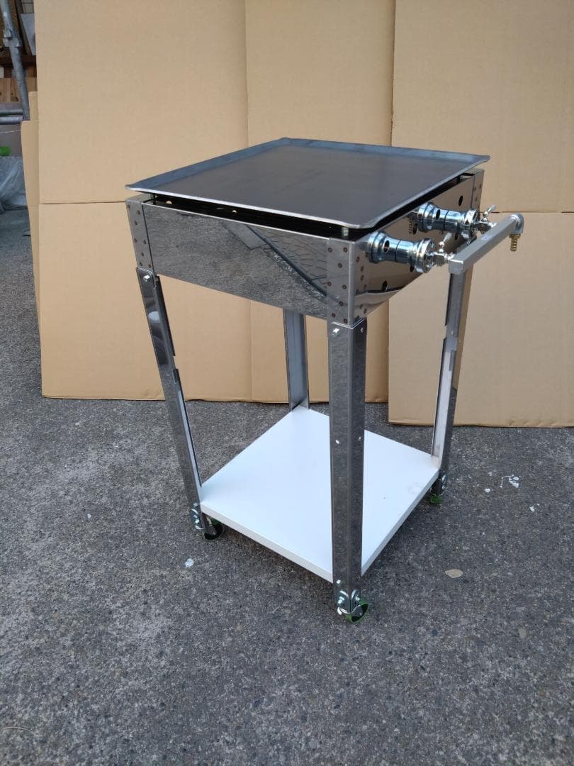 幅450 移動試食デモ販売 専用台付 鉄板焼ガスグリラー 模擬店 道の