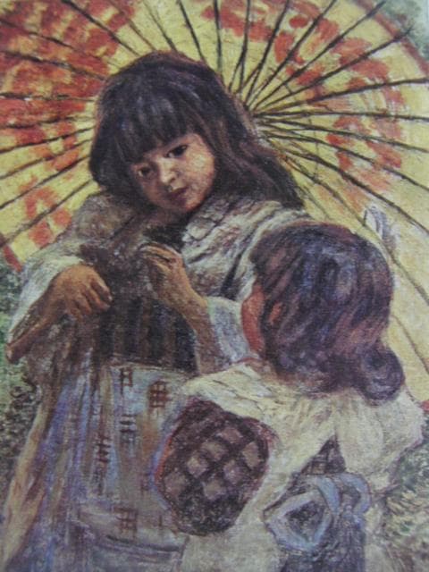 青木 繁【二人の少女】、年代物、希少画集画、状態良好、新品高級額装