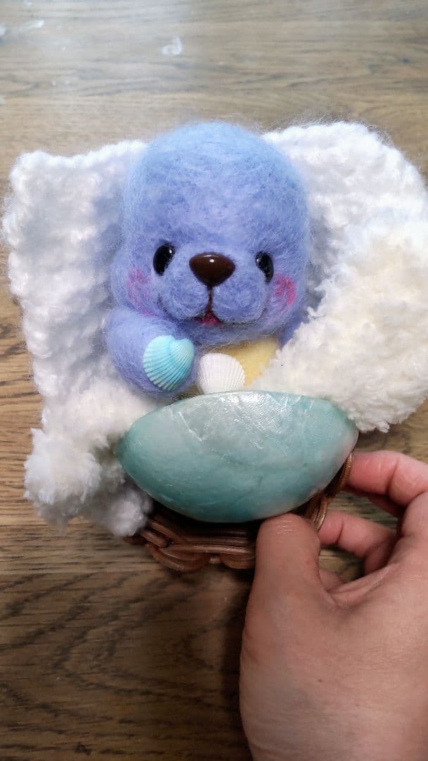 展示のみ☆らっこ ストア ゴマフアザラシ 羊毛フェルト 人形 ハンドメイド