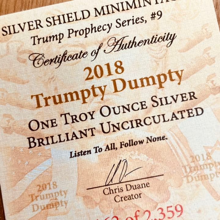 トランプ大統領 1オンス 銀貨 トランプティダンプティー - メルカリ