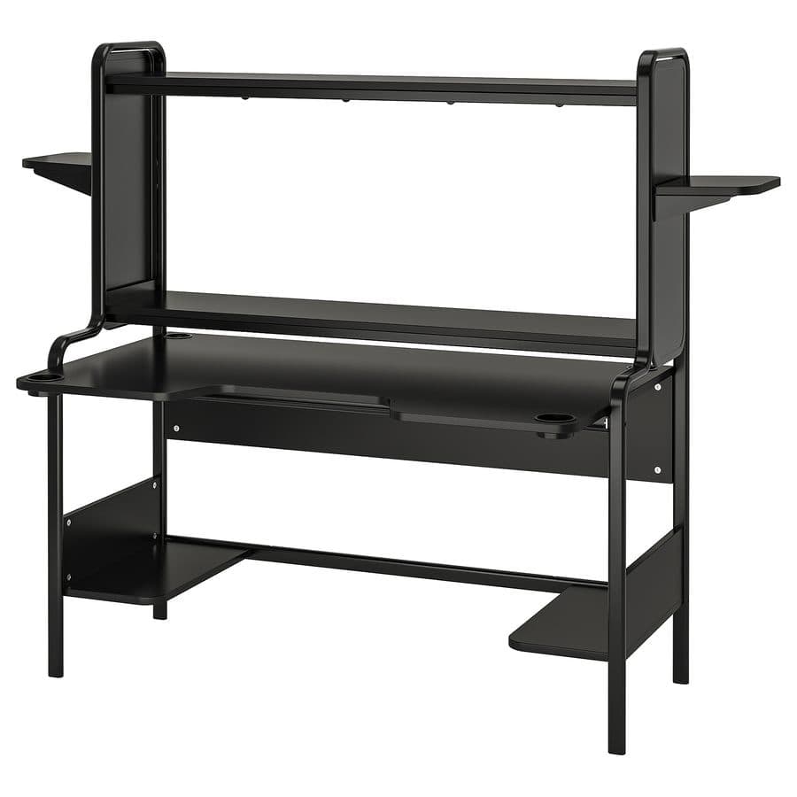 IKEA ゲーミング机 FREDDE (直接受け取り可能な方へ) FREDDE フレッデ デスク, ブラック, 185x74x146 cm - IKEA