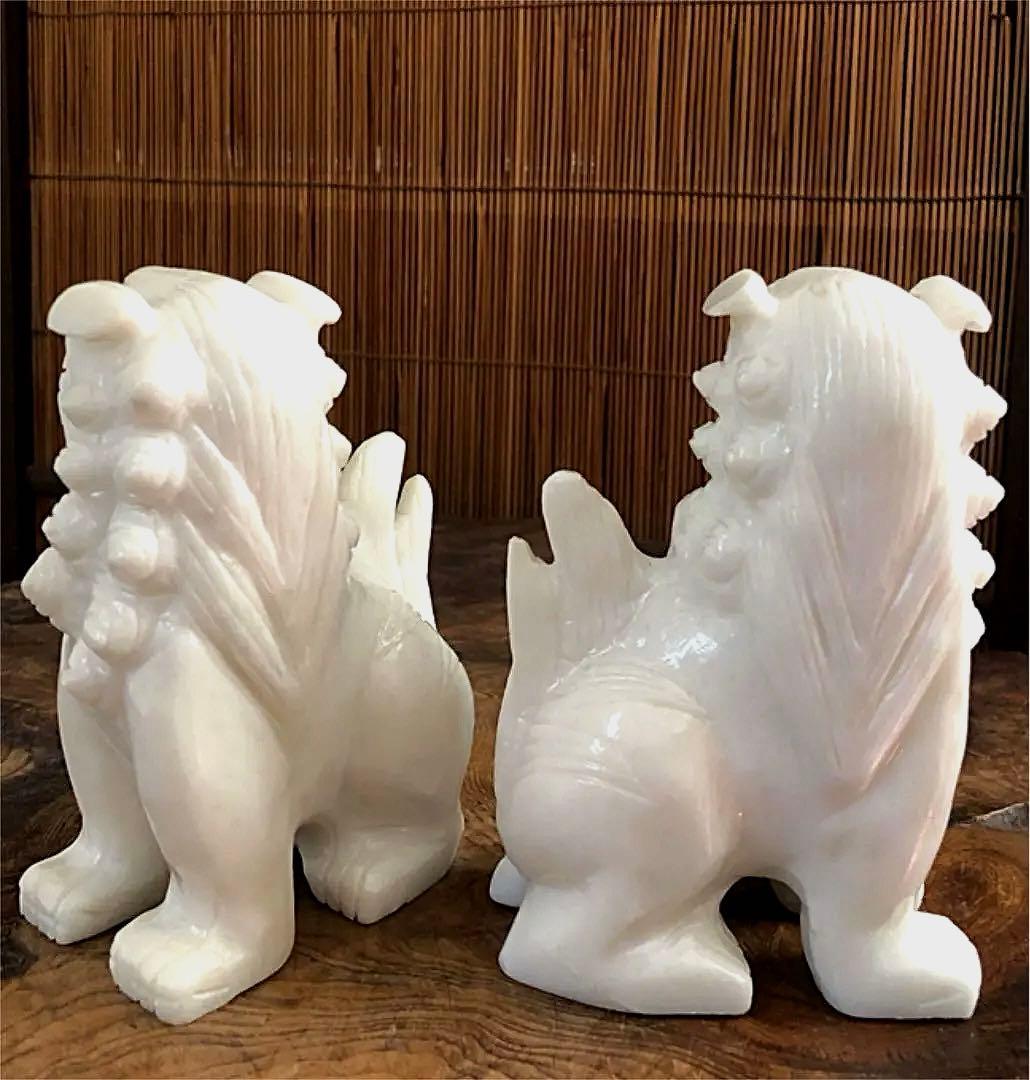 中国美術 獅子 古白玉 彫刻 一対 - メルカリ