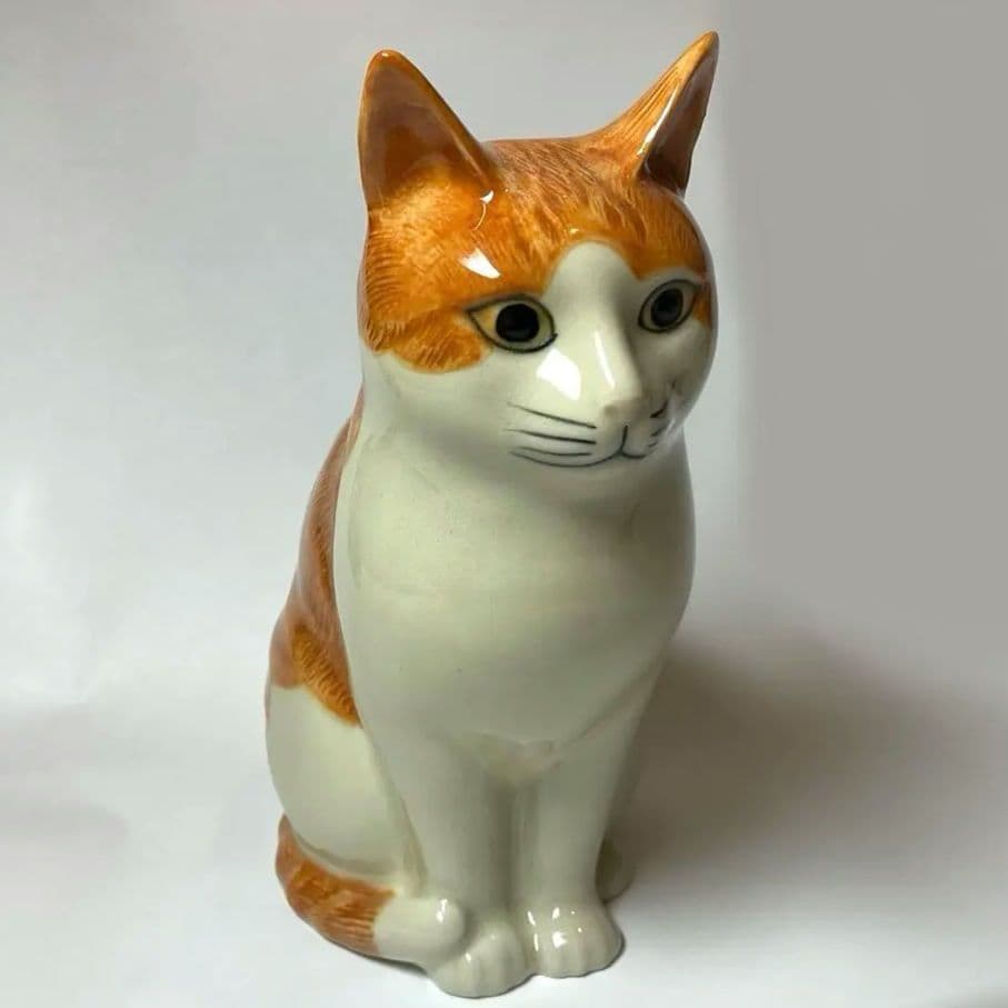 Quail ceramics 猫　陶製の貯金箱 Quail Ceramics社 貯金箱（きじ猫 Patience） | 猫本専門書店 書肆 吾輩堂