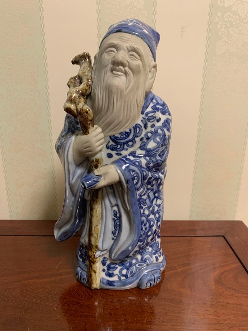 美品】九谷焼 仙人 老人 Kutani 明治 大正 置物 陶器 アンティーク