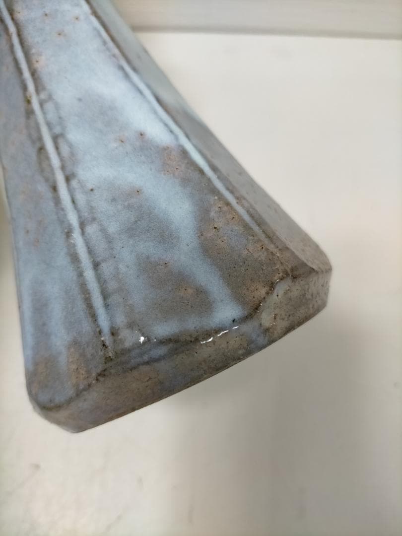 萩焼 作家物 花器 大和敏男 花入 粉引 青灰色 共箱付き 251217-3Y