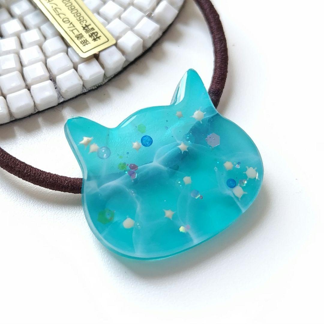 真夏デザイン 猫ちゃんレジンヘアゴム