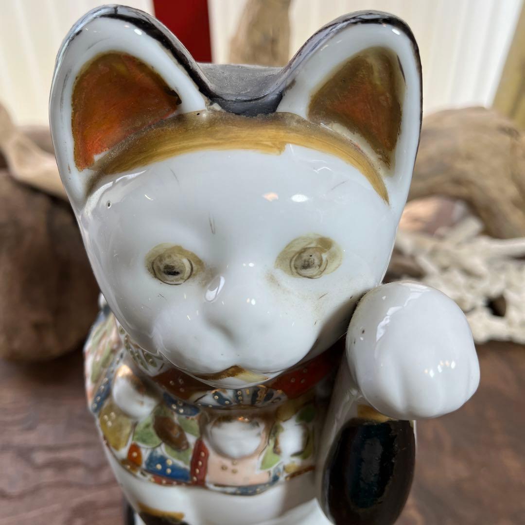 古瀬戸／招き猫／骨董／希少／縁起物／招き猫／アンティーク