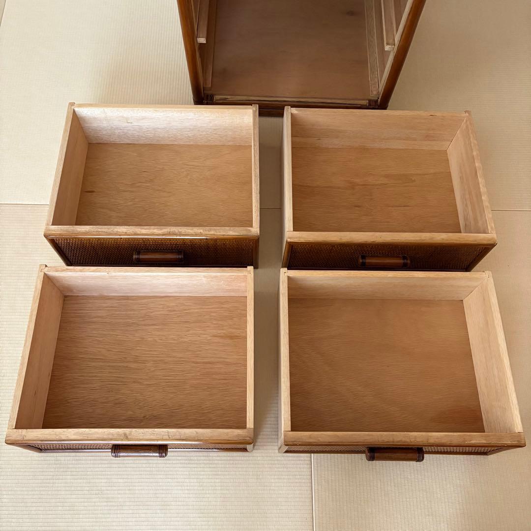 飴色家具 ラタン チェスト 飾り棚 藤 昭和レトロ ジャパンヴィンテージ