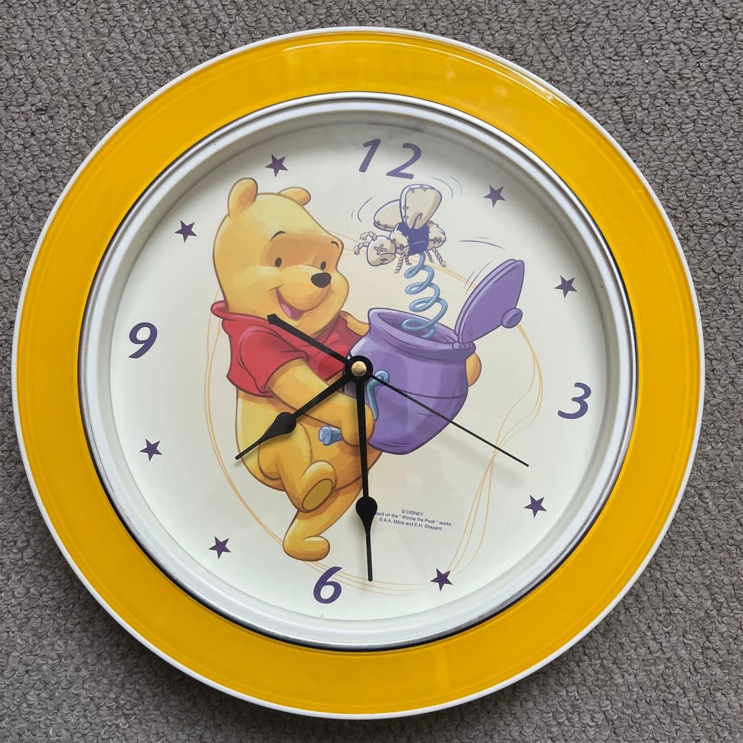 クマのプーさん壁掛け時計 ディズニー プーさん 黄色 - メルカリ
