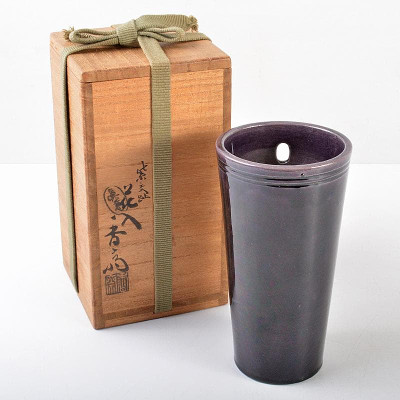 真葛焼　宮川香斎作　紫交趾　花入　書付箱　M　R5397 真葛焼 宮川香斎作 紫交趾 花入 書付箱 M R5397 - メルカリ