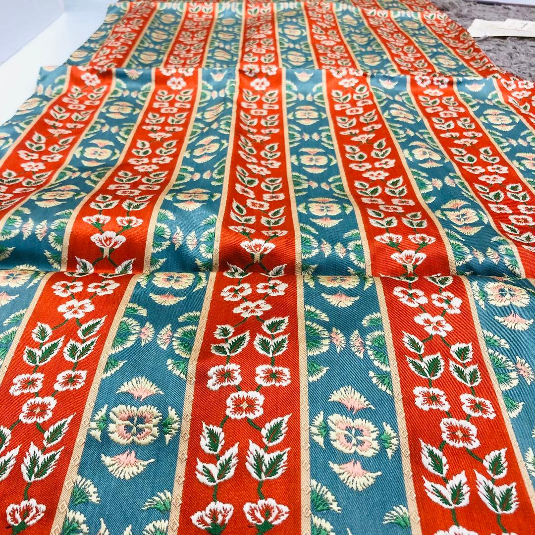 9 龍村 天平繍華文錦 54×130 テーブルセンター 織物 花柄