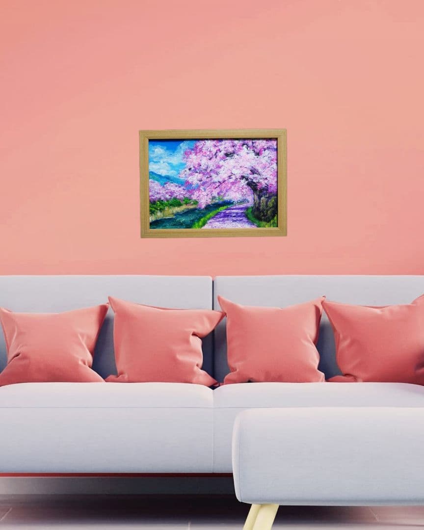 油絵 油彩 絵 絵画【Çherry blossom road】 - メルカリ
