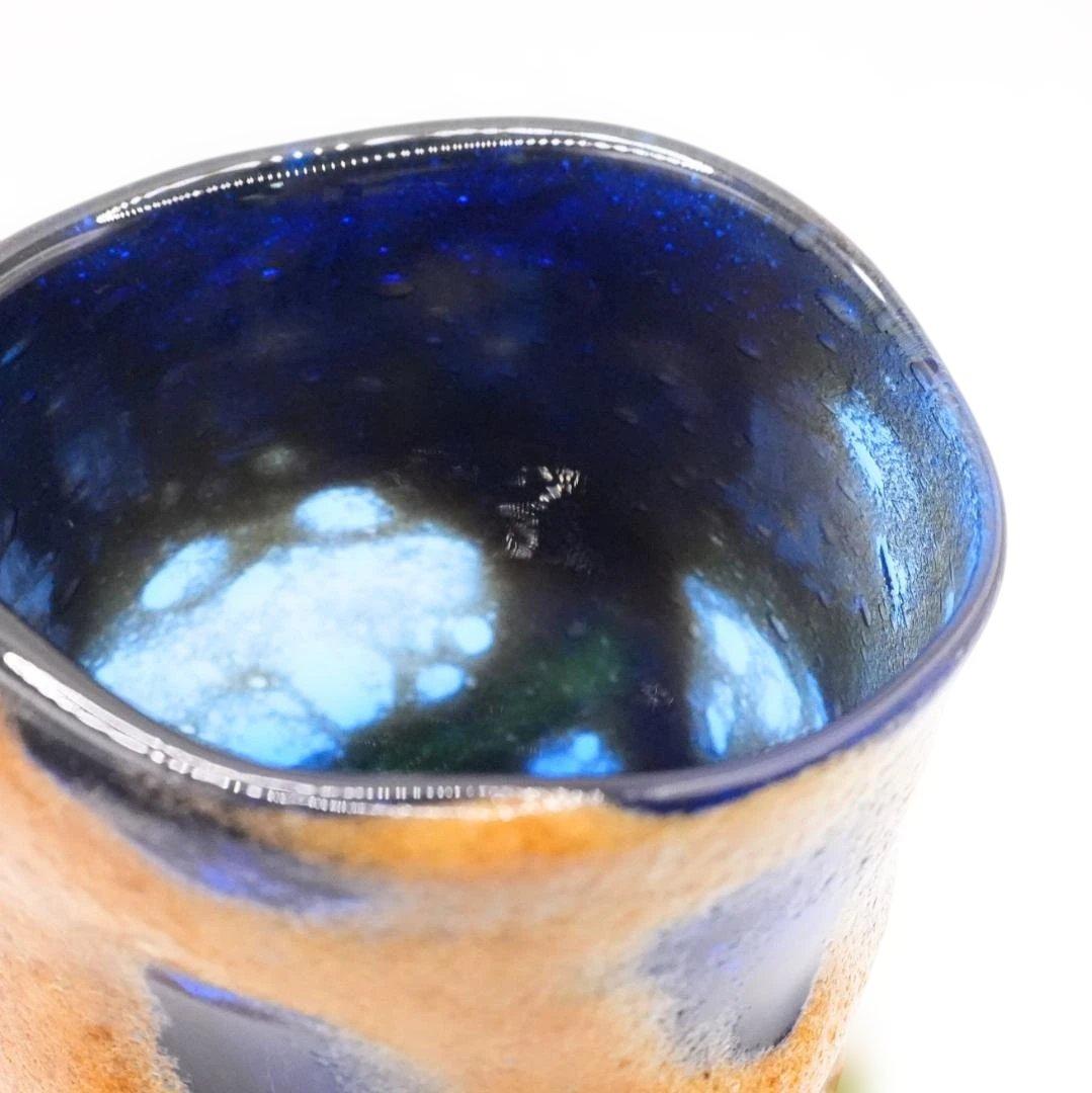 稲嶺 盛一郎 作 雲流茶泡波巻グラス 青 - メルカリ