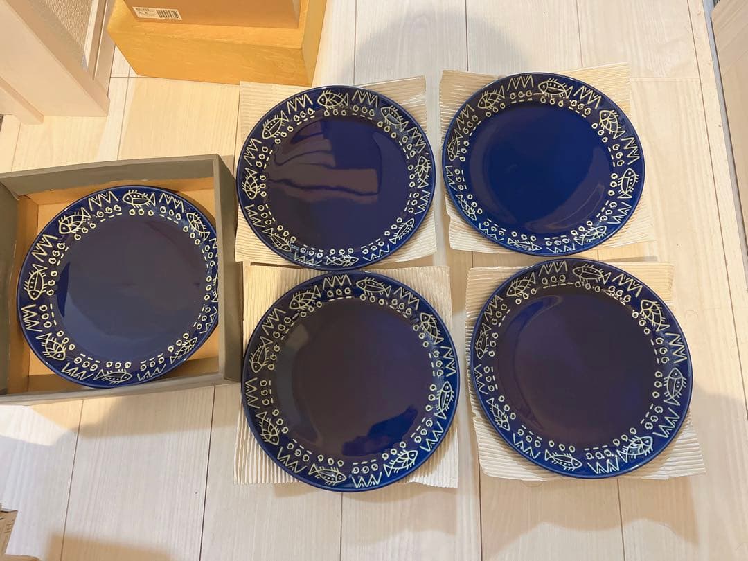 【未使用】ミッチャム 藤井風　パスタ皿5枚　アラビアンブルー魚柄 ✨ミッチャム 藤井風 パスタ皿5枚♡ アラビアンブルー魚柄 - メルカリ