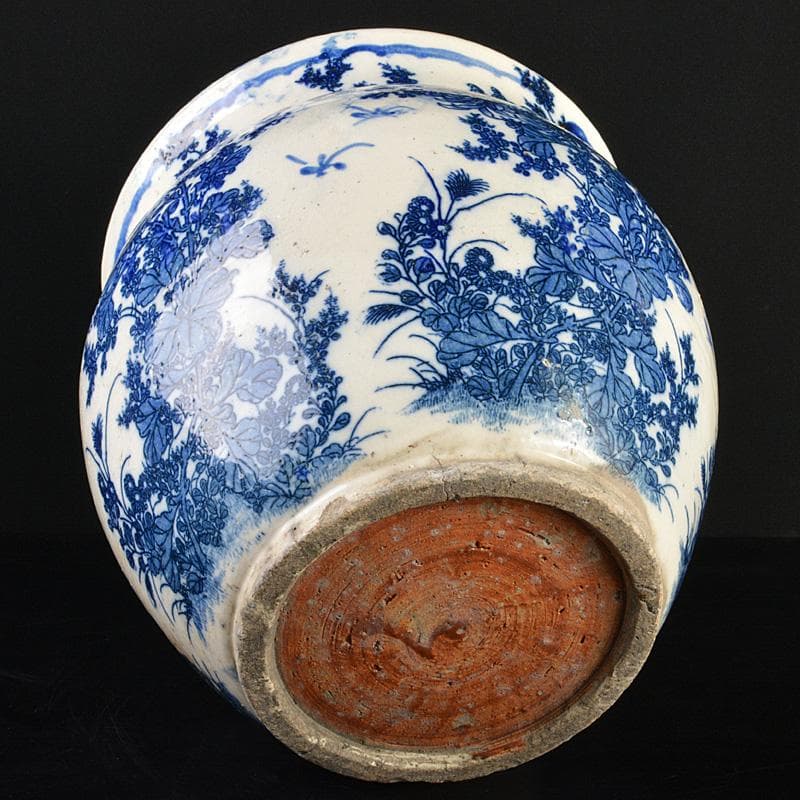 瀬戸焼 古瀬戸染付 菊文 壷 M R7323F - メルカリ