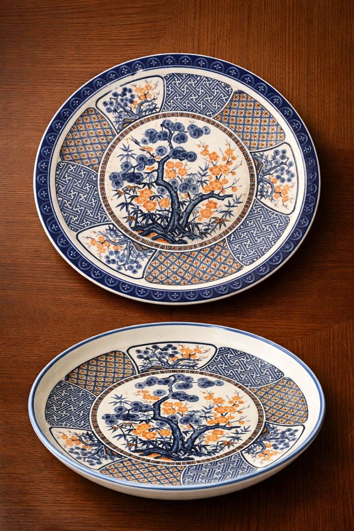 有田 伊万里 色絵 染付 松竹梅 大皿 大鉢 飾り皿2客 - メルカリ