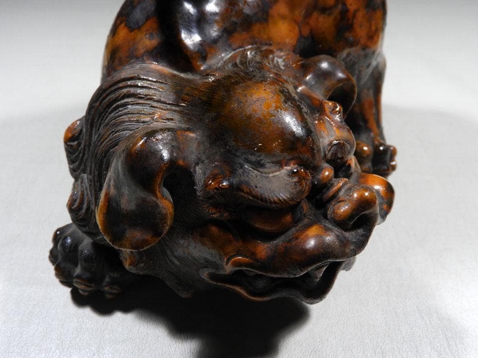 ○傑作 備前 古備前 唐獅子 備前焼 信楽焼 在銘 修復跡 縁起物 高さ21