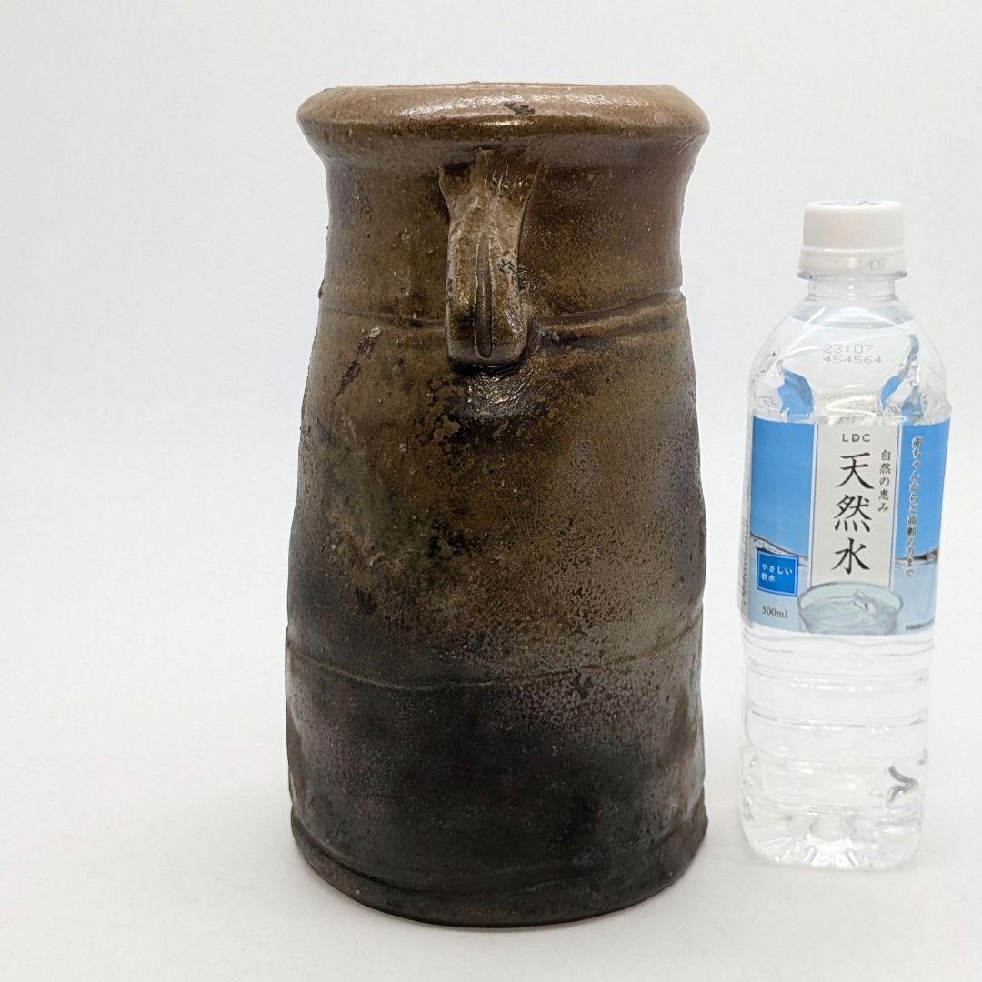 伝統工芸士 乗松俊行 備前焼 耳付矢筈口花入 花瓶 花器 フラワーベース