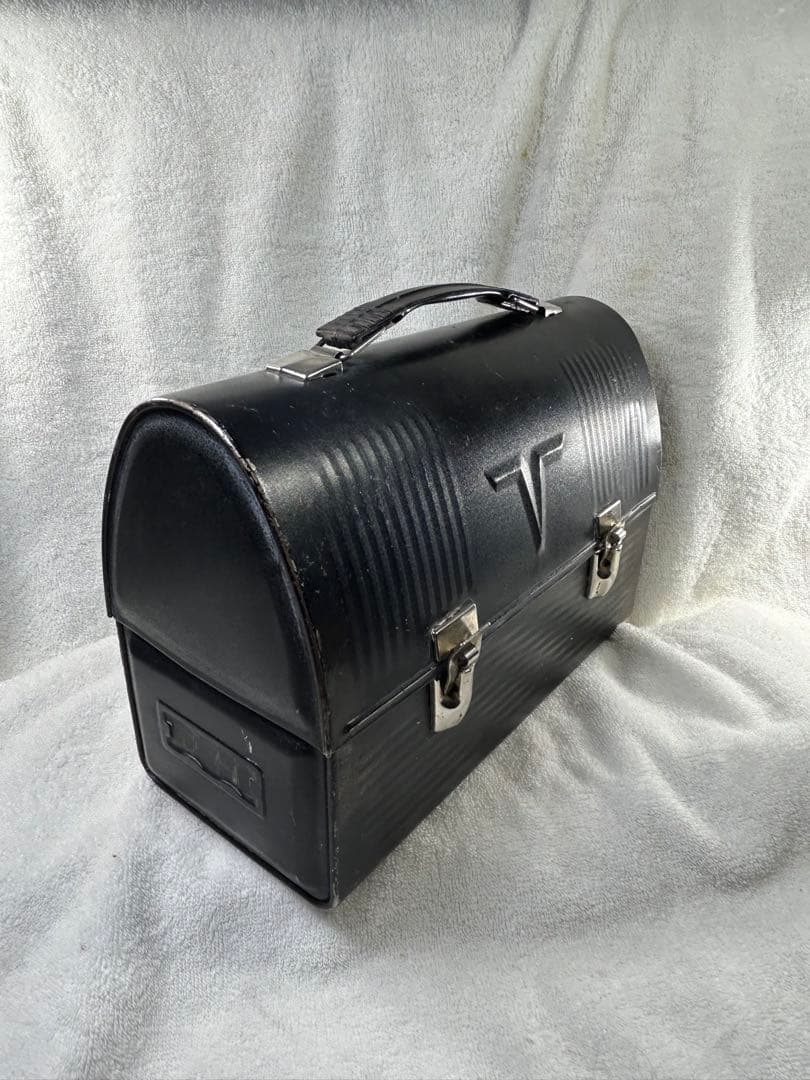 ビンテージTHERMOS サーモスランチボックス1943-1953年代 ビンテージ○Thermosメタルランチボックス黒○230113k8-bxsサーモス