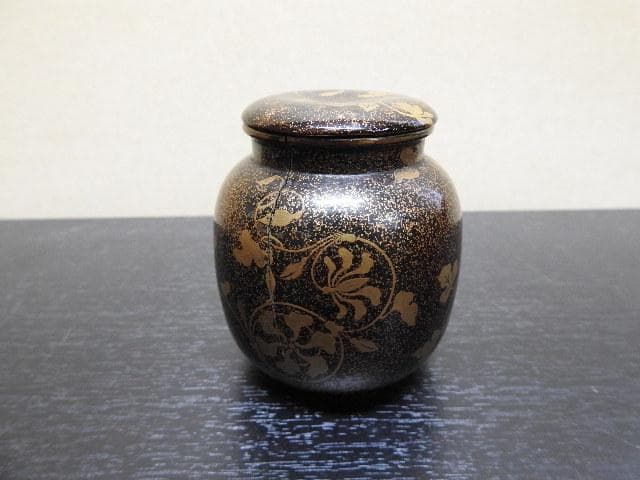 梨地ツタ蒔絵茶入？ 江戸時代 保存箱 MA268