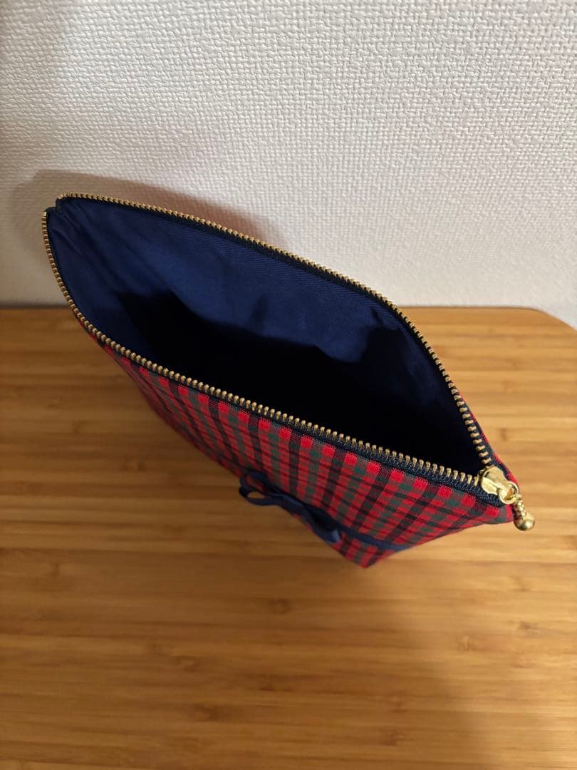 なお様専用☆赤チェック生地使用ファスナーポーチ - メルカリ