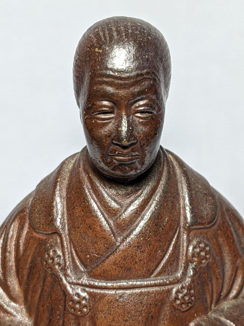 西村春湖 備前焼 奥村五百子像 春湖苑識箱 陶像 陶器人形 人物像 在銘