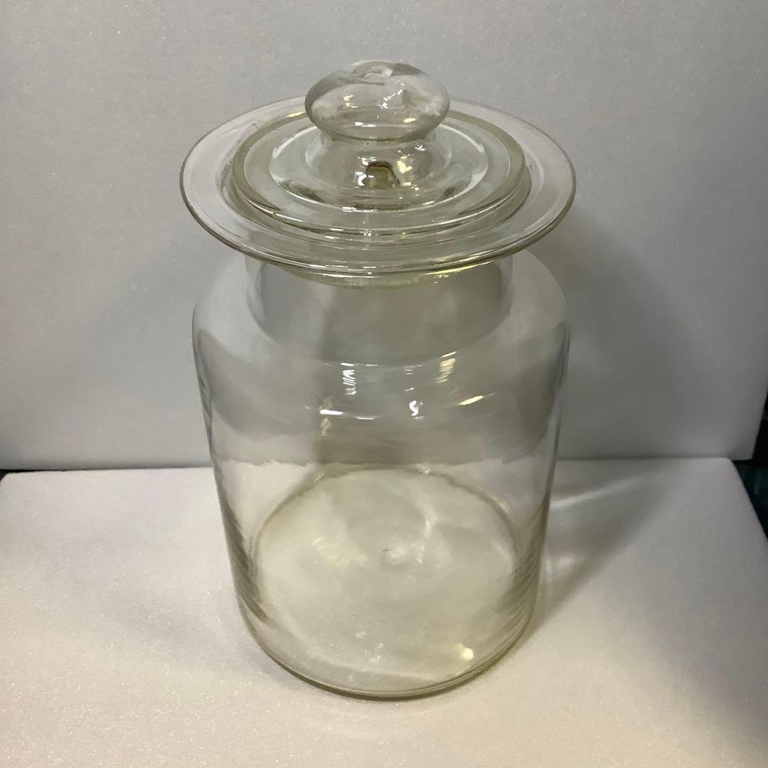 希少】ガラス保存瓶 蓋付き 気泡入 古道具 昭和レトロ - メルカリ